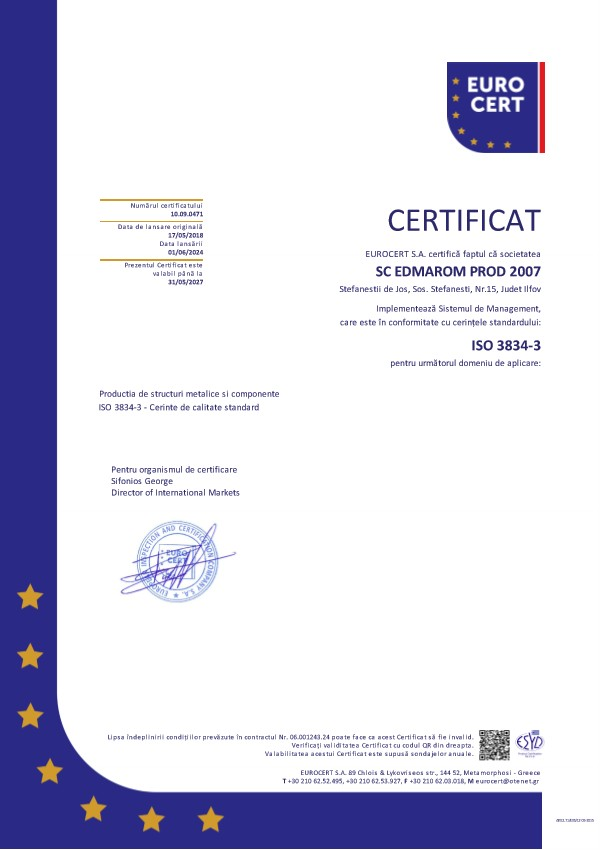 Certificat ISO 3834-3, nr. 10.09.0471, RO — pagina 1 din 1